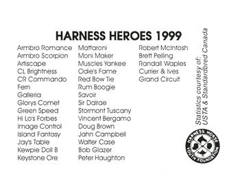1999 Harness Heroes #NNO Cover Card Back
